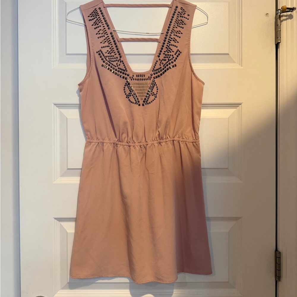 Pink Sleeveless Dress with Embroidered Detail